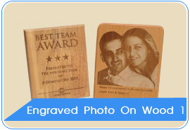 wooden engraved photograph